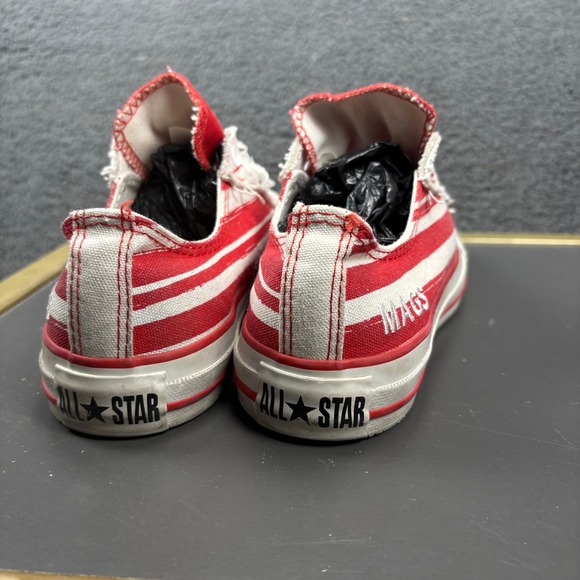 Converse All Star Low Top‎ Sneakers Red White Striped Canvas Shoes Unisex Size 6 - Picture 4 of 8